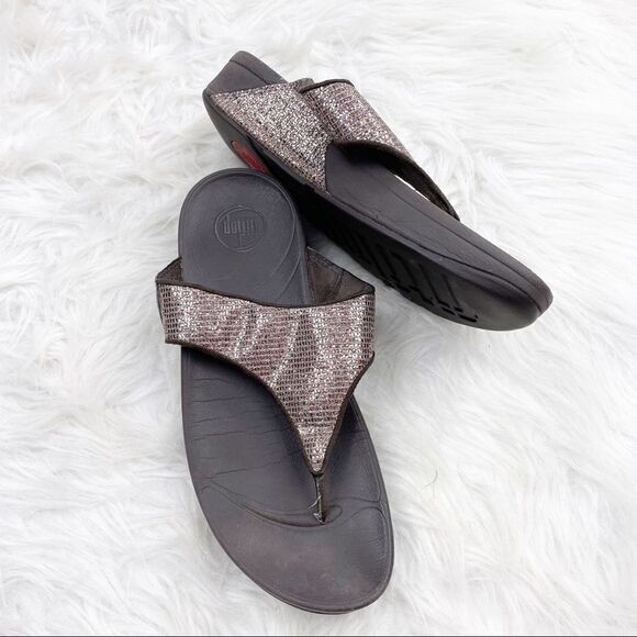 Fitflop Lulu Superglitz Glitter Wedge Sandals - Picture 2 of 9